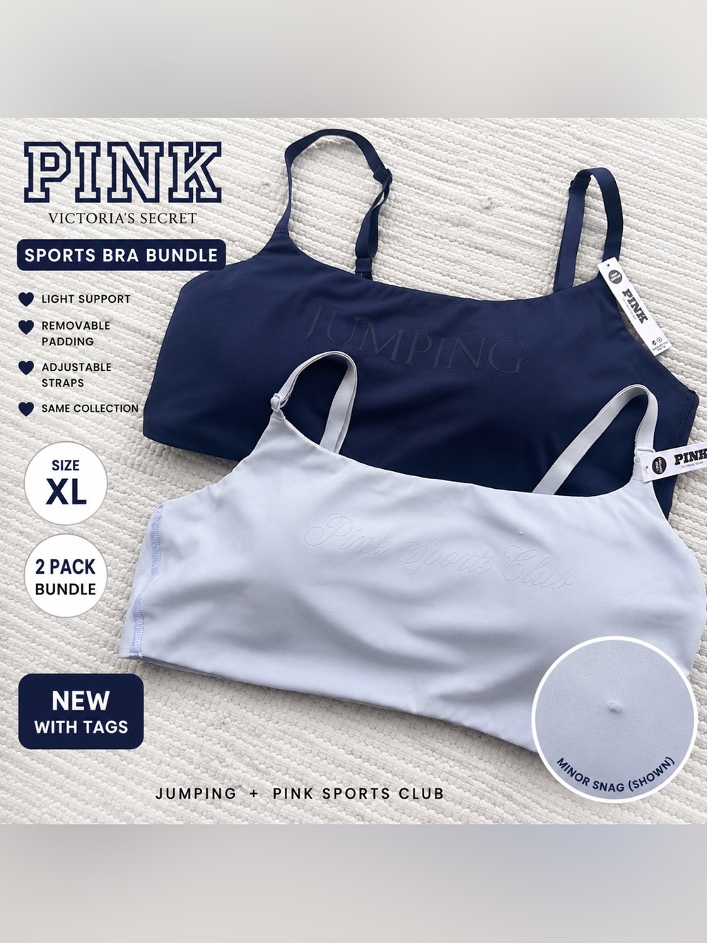 PINK Logo Sports Bra Bundle XL NWT | Jumping & Pink Sports Club